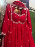 Regal Sindoor Red Zari Anarkali Set - Image 3