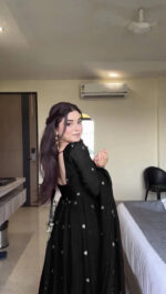 Regal Midnight Black Zari Anarkali - Image 3