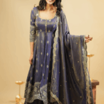 Regal Ash Grey Silk Anarkali Ensemble