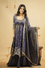 Regal Ash Grey Silk Anarkali Ensemble