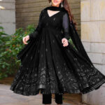 Regal Midnight Black Maharani Silk Ensemble
