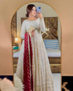 Elegant Ivory Royal Resham Anarkali