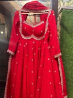 Regal Sindoor Red Zari Anarkali Set - Image 8