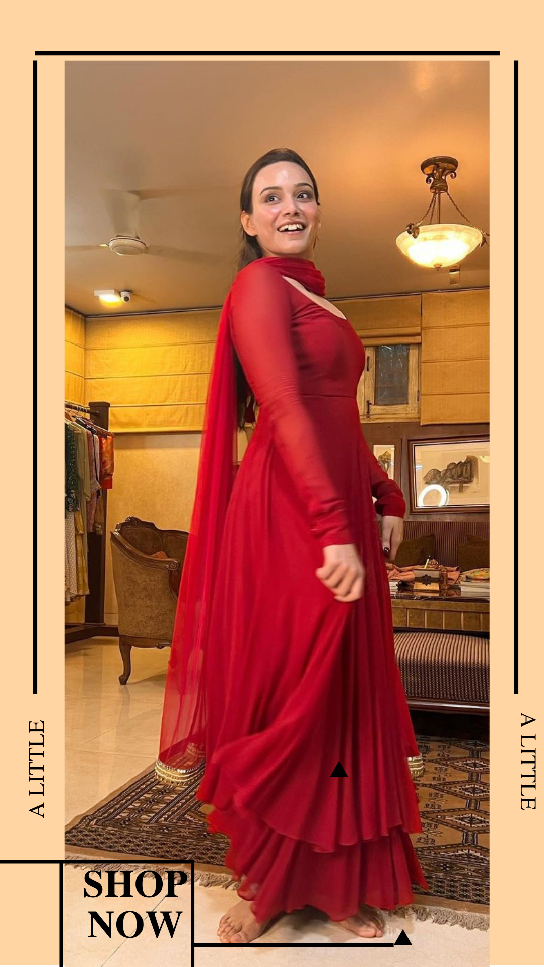 Fashion-ShopNowInstagramStory Sindoor Red Riwaaz Anarkali Ensemble - Image 1