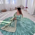 Majestic Rama Green Heritage Anarkali Set