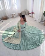 Majestic Rama Green Heritage Anarkali Set - Image 2