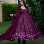 Regal Gulabi Resham Anarkali Ensemble