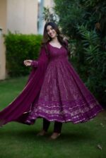 Regal Gulabi Resham Anarkali Ensemble