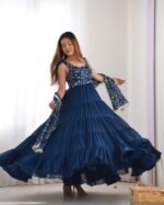 Midnight Blue Riwaaz Anarkali Ensemble - Image 4