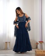 Midnight Blue Riwaaz Anarkali Ensemble - Image 6