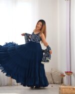 Midnight Blue Riwaaz Anarkali Ensemble - Image 3