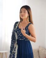 Midnight Blue Riwaaz Anarkali Ensemble - Image 8