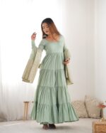 Majestic Rama Green Heritage Anarkali Set - Image 7
