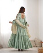 Majestic Rama Green Heritage Anarkali Set - Image 8
