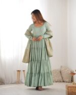 Majestic Rama Green Heritage Anarkali Set - Image 9
