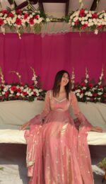 Royal Rani Pink Silk Anarkali - Image 2