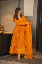 Regal Haldi Utsav Resham Anarkali Set - Image 2