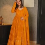 Regal Haldi Utsav Resham Anarkali Set
