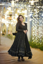 Regal Midnight Blue Resham Anarkali Ensemble