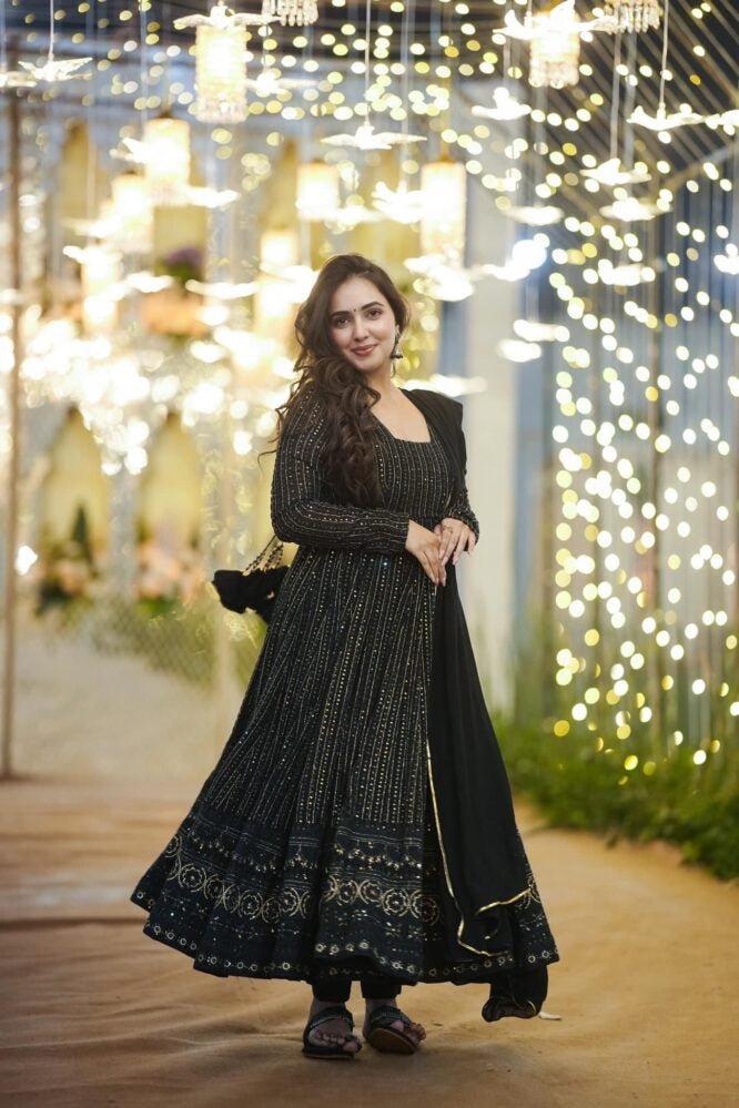 IMG_1248-666x999-1 Regal Midnight Blue Resham Anarkali Ensemble - Image 1