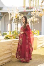 Majestic Rani Pink Resham Anarkali Ensemble - Image 6