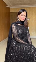 Midnight Blue Riwaaz Anarkali Sharara Set - Image 7