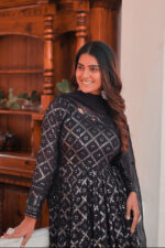 Regal Midnight Black Lakhnavi Attire - Image 3