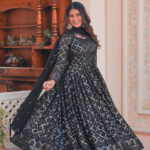 Regal Midnight Black Lakhnavi Attire