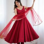Regal Sindoor Red Zari Anarkali Set