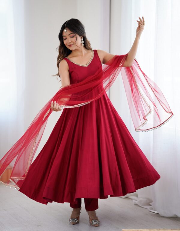 Regal Sindoor Red Zari Anarkali Set