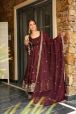 Regal Rama Maroon Heritage Anarkali Set - Image 8