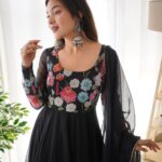 Regal Midnight Blue Organza Booti Set