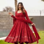 Majestic Sindoor Red Zari Ensemble