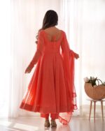 Regal Mukaish Peach Chikankari Ensemble - Image 4