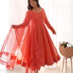 Regal Mukaish Peach Chikankari Ensemble