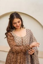 Maharani Midnight Blue Zari Anarkali Set - Image 5