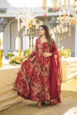 Majestic Rani Pink Resham Anarkali Ensemble