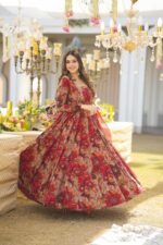 Majestic Rani Pink Resham Anarkali Ensemble - Image 2
