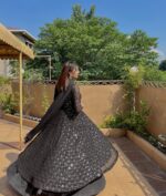 Midnight Blue Riwaaz Anarkali Sharara Set - Image 3