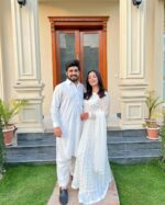 Majestic Rani Pink Resham Anarkali Ensemble - Image 4