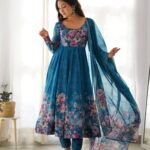 Royal Midnight Blue Resham Anarkali Ensemble