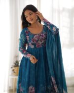 Royal Midnight Blue Resham Anarkali Ensemble - Image 5
