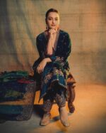 Regal Midnight Blue Velvet Sharara Set