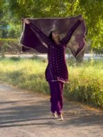 Imperial Midnight Blue Silk Dhoti Set - Image 3