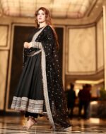 Midnight Black Royal Rayon Anarkali Set - Image 4