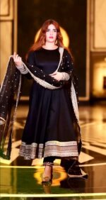 Midnight Black Royal Rayon Anarkali Set - Image 3