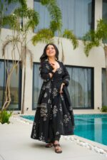 Midnight Black Heritage Cotton Anarkali - Image 2