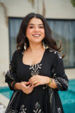 Midnight Black Heritage Cotton Anarkali - Image 5