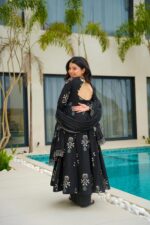 Midnight Black Heritage Cotton Anarkali - Image 4