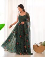 Regal Rama Green Zari Anarkali - Image 3